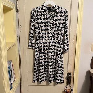 INC International Concepts Black and White Houndstooth Dress